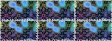 Suluboya, elle çizilmiş. Çiçekler mavi ve gri üzerine. Kusursuz bir arka plan modeli. Raster stoku.