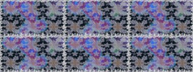 Çok renkli ve nötr küçük çiçekler ve gri ve nötr renklerdeki komik böcekler, raster desen, illüstrasyon.