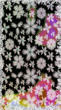 Vadinin çiçekleri siyah ve nötr renklerde. Kusursuz bir arka plan modeli. Suluboya, elle çizilmiş. Raster - stok.