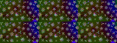 Yeşil ve kahverengi renkli çiçekler. Raster düz çiçek çizim deseni. Tasarım hediye paketi, tebrik kartları, posterler ve afiş tasarımı.