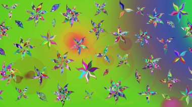 Suluboya, elle çizilmiş. Eskiz arkaplan modeli. Raster illüstrasyonu. Yeşil ve mor yapraklı yabani çiçekler.