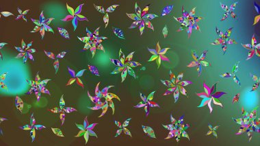 Yeşil ve kahverengi renklerde. Raster illüstrasyonundaki çiçek desenli çizim. Güzel kumaş deseni. Raster illüstrasyonu.