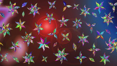 Çiçekli karalama şeklinde Raster çiçek deseni. Yumuşak, yaz çiçekli arka plan. Kahverengi ve mor renkte çiçekler.