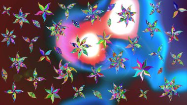 Çiçekli eskiz arkaplanı. Çocuk stili. Renkli Bahar Teması eskiz kalıbı. Düz Çiçek Elementleri Tasarımı.