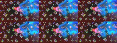 Kumaş desenli papatya çiçeği detayı. Renkli çiçekler.