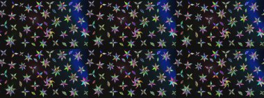 Patlayan çiçekler soyut olarak yerleştirilmiş. Raster illüstrasyonu. Gri ve mavi renklerde bahar çiçekleri. Raster deseni.