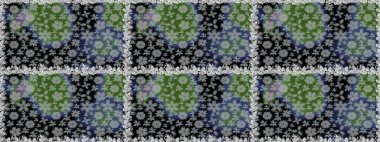 Düz Çiçek Elementleri Tasarımı. Gri ve siyah renkli çiçekler. Raster illüstrasyonunda kusursuz çiçek deseni. Renkli Bahar Teması Kusursuz Arkaplan.