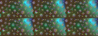 Çiçek yeşili ve kahverengi çizim deseni. Klasik taslak çizimi. Raster çiçek izi..