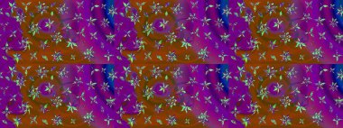 Düz Çiçek Elementleri Tasarımı. Raster illüstrasyonu. Çiçek desenli çizim. Güzel kumaş deseni. Asya tekstil tarzında. Renkli Bahar Teması çizim şablonu.