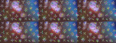 Sevimli çiçek raster deseni. Renkli Yaz Temalı eskiz kalıbı. Kahverengi ve mavi renkli çiçekler. Düz Çiçek Elementleri Tasarımı.