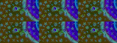 El yapımı çiçek ve bitki koleksiyonu. Raster illüstrasyonu. Eskiz tarzı kahverengi ve mavi renkler. Şirin karalamalı çiçek desenli çizim. Raster illüstrasyonu.