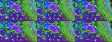 Suluboya, elle çizilmiş. Raster hisseleri. Eskiz arkaplan modeli. Çiçekler yeşil ve mavi üzerine.