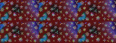 Kırmızı ve kahverengi renklerde karalamalar çizilmiş çiçek deseni. Raster illüstrasyonu.