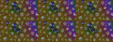 Şirin çiçekler. Çizgi çizimi kalıbı. Raster Moda kumaş deseni.