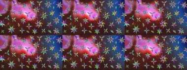 Kahverengi ve mor renkli etnik çiçekli zarif eskiz deseni. Raster Çiçek İllüstrasyonu güzel tekstil..