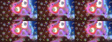 Renkli Yaz Temalı eskiz kalıbı. Düz Çiçek Elementleri Tasarımı. Sevimli çiçek raster deseni. Kahverengi ve mor renkte çiçekler.