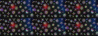 Küçük çiçekte hoş bir çiçek deseni var. Parlak çiçekli renkler üzerine soyut çizim deseni. Çiçek elementli zarif raster dokusu..