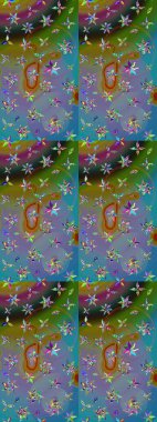 Raster illüstrasyonu. Mavi renkli çiçekler. Çiçek desenli eskiz, vuruşlar, sıçramalar, yaz çiçekleri..