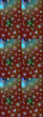 Raster düz çiçek çizim deseni. Hediye ambalaj kağıdı, tebrik kartları, posterler ve pankart tasarımı. Kahverengi ve kırmızı renkte çiçekler.