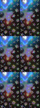 Suluboya, elle çizilmiş. Vadinin çiçekleri gri ve mavi renklerde. Eskiz arkaplan modeli. Raster - stok.