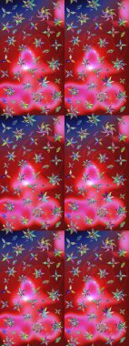 Raster illüstrasyonundaki çiçek desenli çizim. Suluboya tarzında kırmızı ve pembe renkte çiçekler.