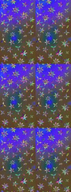 Mor ve kahverengi renkte çiçekler. Raster illüstrasyonunda çiçek deseni çizimi.