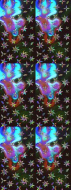 Tekstil, duvar kâğıdı, kapaklar, yüzey, baskı, hediye paketi, hatıra defteri, dekupaj. Özgürlük stili Millefleur 'lar. Küçük yabani çiçeklerdeki halk modelini çiz. Taşralı şıklığı.