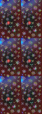 Renkli etnik çiçeklerle süslenmiş zarif bir eskiz şekli. Raster Çiçek İllüstrasyon Şirin Tekstil.