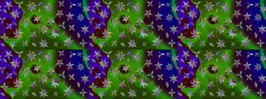 Raster illüstrasyonu. 3D çiçekler, eskiz. Yeşil ve kahverengi renklerde.