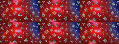 Çiçekli karalama şeklinde Raster çiçek deseni. Yumuşak, yaz çiçekli arka plan. Kırmızı ve mavi renkte çiçekler.