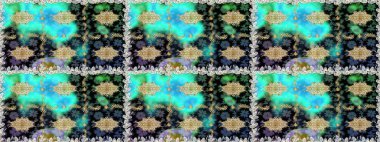 Çiçek deseni. Duvar kâğıdı barok, İspanyol kumaşı. Kusursuz raster arka plan. Şık bir grafik desen. Kahverengi ve bej renklerdeki altın elementler.