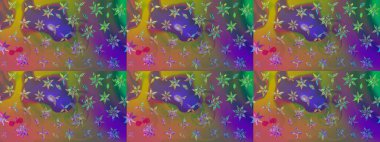 Yaz çiçekleri teması. Kahverengi ve mor renkler. Klasik çiçekler. Suluboya resim taklit Raster çizimi. El çizimi soyut süslü elementler.