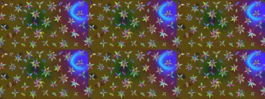 Raster Illustrasyon 'daki Çiçek Deseni' nin son moda çizimi. Güzel kumaş deseni. Renkli Yaz Temalı eskiz kalıbı. Düz Çiçek Elementleri Tasarımı.