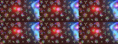 Eskiz klasiği. Raster Şirin kumaş deseni. Renkli Bahar Teması eskiz kalıbı. Düz Çiçek Elementleri Tasarımı.