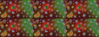 Raster illüstrasyonundaki çiçek desenli çizim. Renkli çiçekler.