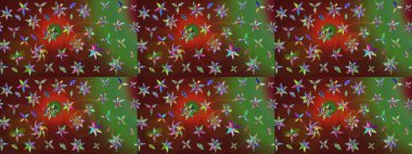 Desen, çizim, çiçek sınırı. Çiçek çelengi. Güzel, parlak, pürüzsüz kumaş, tuval. Kıvırcık, parlak örgü. Eski moda arka plan. Raster illüstrasyonu.