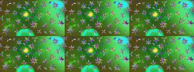 3D çiçekler, eskiz. Raster illüstrasyonu. Renklerde.