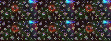 Renklere karalamalar çizilmiş çiçek deseni. Raster illüstrasyonu.