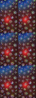 Raster illüstrasyonu. Renkli Bahar Teması eskiz kalıbı. Düz Çiçek Elementleri Tasarımı. Taslak desenli, modaya uygun kumaş deseni. Şirin çiçek elementleri..