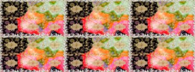 Kahverengi ve bej renklerde altın elementler. Kusursuz raster arka plan. Çiçek deseni. Duvar kâğıdı barok, İspanyol kumaşı. Şekil grafik deseni.