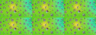 Yeşil ve sarı renkli çiçekler. Renkli Bahar temalı eskiz kalıbı. Düz Çiçek Elementleri Tasarım Raster illüstrasyonu. Çiçekli çiçek deseni, suluboya..