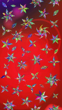 Çiçek tasarımı için inanılmaz bir kolaj cenneti tarzı. Çiçekli zambakların eskiz geçmişi. Parlak çiçekli kolaj çiçekleri kırmızı ve kahverengi.