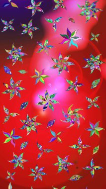 Robot resim. Küçük çiçekte güzel bir desen. Çiçekli bahar çiçekleri. Moda baskıları için zarif bir şablon. Küçük renkli çiçekler. Motley illüstrasyonu.