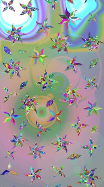 Sevimli çiçek raster deseni. Renkli Bahar Teması eskiz kalıbı. Tarafsız ve yeşil renklerde çiçekler. Düz Çiçek Elementleri Tasarımı.