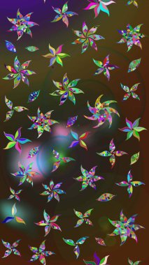 Kahverengi ve gri renkli çiçekler. Çiçek desenli eskiz. Tişört baskısı için çiçek boyama rasteriName.