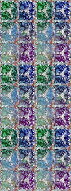 Mavi ve nötr küçük çiçekler ve mavi ve nötr renklerdeki komik böcekler, raster desen, illüstrasyon.