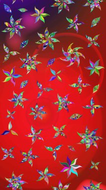 Çiçek tasarımı için inanılmaz bir kolaj cenneti tarzı. Çiçekli zambakların eskiz geçmişi. Parlak çiçekli kolaj çiçekleri kırmızı ve kahverengi.