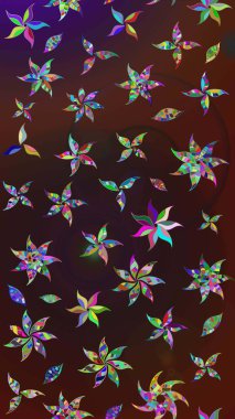 Nazik, narin çiçek arkaplanı. Çiçekli karalama şeklinde Raster çiçek deseni. Kahverengi ve mor renkte çiçekler.