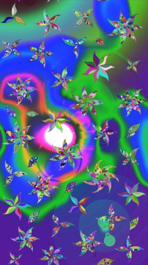 Motley illüstrasyonu. Küçük renkli çiçekler. Çiçekli bahar çiçekleri. Moda baskıları için zarif bir şablon. Küçük çiçekte şirin desenler.