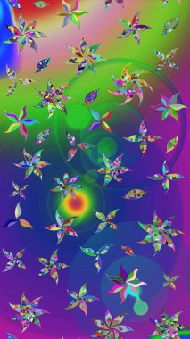 Düz Çiçek Elementleri Tasarımı. Renkli Bahar Teması eskiz kalıbı. Raster illüstrasyonundaki çiçek desenli çizim. Süslü kumaş deseni.